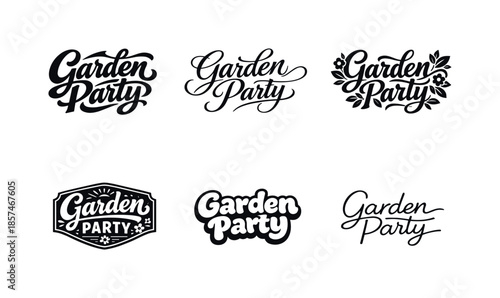 Garden Party Variations. Garden Party. Set lettering. harmonious lettering variations of the same emblematic concept, each with different artistic