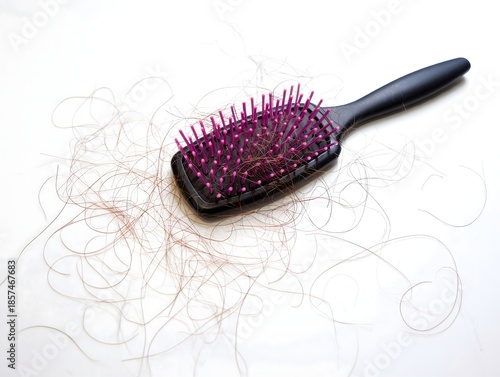 Hairbrush with Shed Hair - Beauty and Wellness Concept