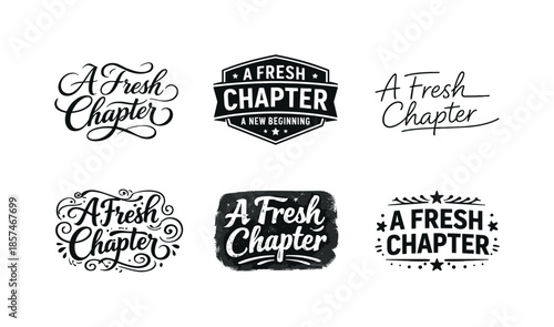 Harmonious Lettering Variations. A Fresh Chapter. Set lettering. harmonious lettering variations of the same emblematic concept, each with different artistic