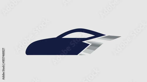 Dark Blue Sports Car Side View Illustration.