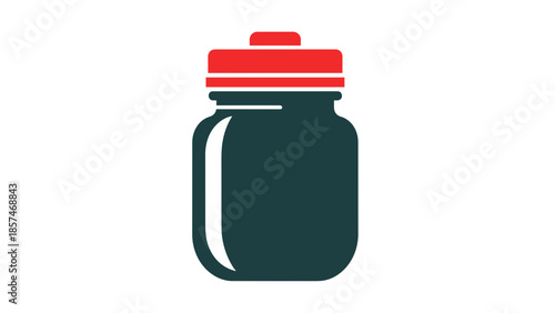 Dark Green Mason Jar with Red Lid.