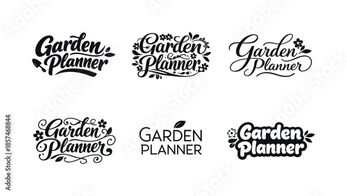 Creative Lettering Variations. Garden Planner. Set lettering. harmonious lettering variations of the same emblematic concept, each with different artistic