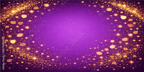 Abstract background with glowing lights featuring a blue and purple bokeh pattern with shiny stars and glitter particles for a bright Christmas holiday design