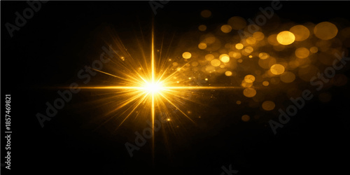 An abstract background features a bright orange sun explosion with glowing stars and sparkles radiating energy beams across a dark space texture in this vibrant motion wallpaper design
