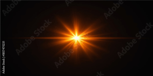 Glowing orange energy rays burst from a central star explosion in a bright motion illustration featuring hot fire flames and red heat art over an abstract black space animation background loop