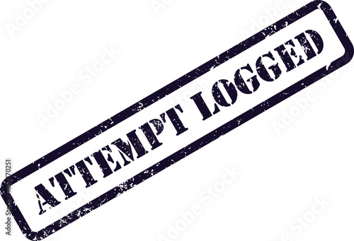 A distressed blue rubber stamp showing the important statement Attempt Logged on a clean white environment