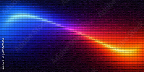 A vibrant abstract background vector illustration features a colorful digital design with a bright blue motion pattern, glowing light rays, and a mosaic texture for a dark night disco backdrop