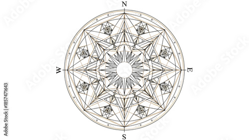 Detailed Compass Rose with Cardinal Directions 1.