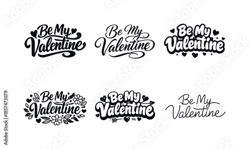 Valentine Lettering Variations. Valentine vibes. Set lettering. harmonious lettering variations of the same emblematic concept, each with different artistic