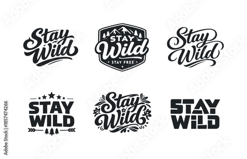 Emblematic Typography Variations. Handwritten Poster Typography. Set lettering. harmonious lettering variations of the same emblematic concept, each with