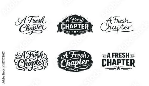 Harmonious Lettering Variations. A Fresh Chapter. Set lettering. harmonious lettering variations of the same emblematic concept, each with different artistic