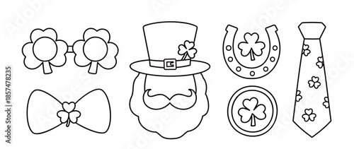 St. Patrick's Day outline, coloring pages and templates set.
Perfect for worksheets, printables, crafts, greeting cards, and educational use. 
