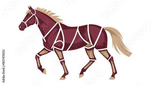 Illustration of a horse in motion.