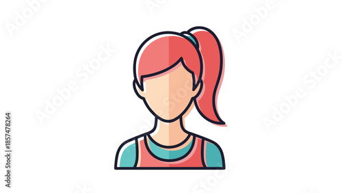 Illustration of a woman with pink hair.