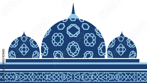 Islamic Mosque Dome Illustration with Ornate Patterns.