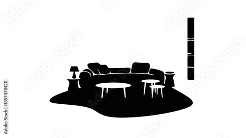Living Room Furniture Silhouette Interior Design.