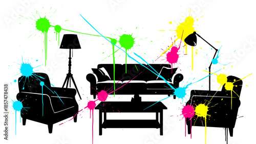 Living Room Furniture Set with Lamps.