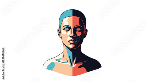 Low Poly Human Head and Shoulders Illustration.