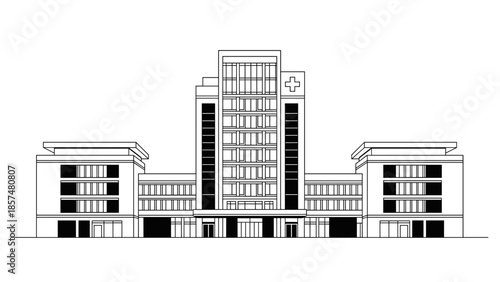 Modern Building Architecture with Clock Tower.