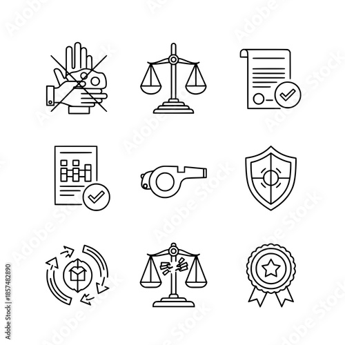 Anti Corruption Line Icons Set Ethics Compliance Vector Illustration