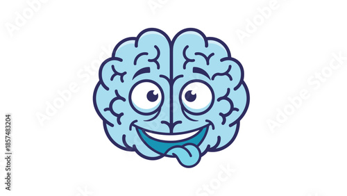 Smiling Cartoon Brain Character Illustration.