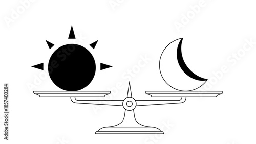Sun and Moon Balancing on Scales.