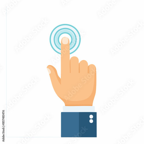 Interactive hand pointing to a glowing target, representing digital interaction and selection