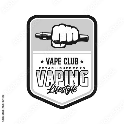 Vape club logo emblem vector design black and white