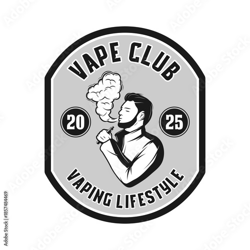 Vape club logo emblem vector design black and white