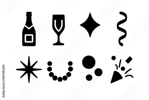 Luxury Celebration Icons. Luxury celebration. Filled icon set of Luxury celebration: champagne bottle, crystal