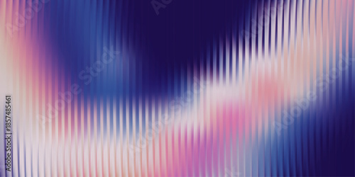Vertical reeded glass wave background, fluid blue pink gradient flow with soft white haze and smooth distortion, elegant abstract surface, vector illustration