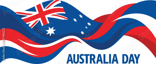 PriWaving australian flag design with text australia day for national celebrationnt