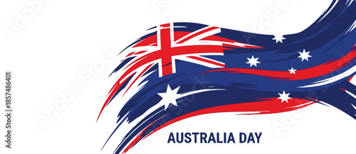 PrintAbstract brush stroke australia flag waving design for australia day celebration