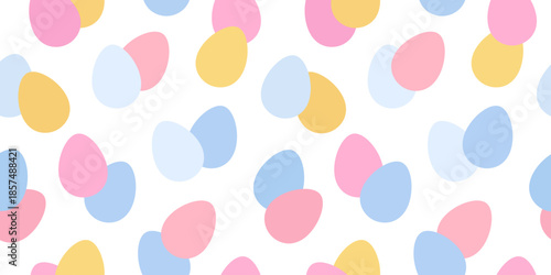 Seamless pattern of overlapping pastel easter eggs white background vector illustration