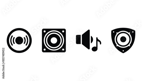 Speaker audio equipment collection vector icon symbol sign studio background