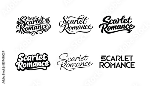 Scarlet Romance Lettering Variations. Scarlet Romance Lettering. Set lettering. harmonious lettering variations of the same emblematic concept, each with