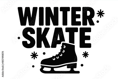 Bold Winter Skate. Winter Skate ? Bold Block Lettering: thick uppercase sans-serif with rounded edges; stacked