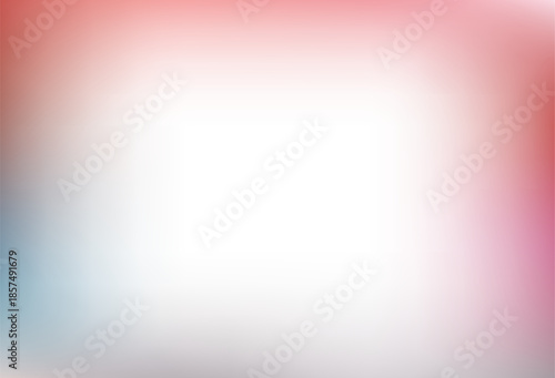 Abstract soft background featuring a subtle gradient blend of gentle pink red and cool pale blue tones emanating from the corners toward a bright central white light source