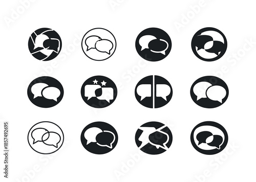 Political Logos Diversity. Political parties. Icon set. Set Logo of political parties: circular debate symbol. harmonious logo variations of the same