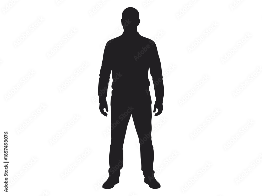 Obraz premium A silhouette of a person standing against a white background.