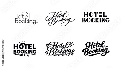 Spring Typography Grid. Hotel booking elementsMinimal spring typography. Set lettering. harmonious lettering variations of the same emblematic concept, each