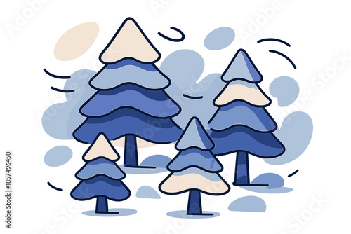 Layered Paper Trees. Layered paper trees. Stacked paper-cut shapes form small stylized trees; light breeze