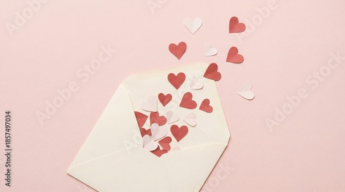 Wallpaper Mural Valentine heart confetti minimalist romantic scene soft colored background envelopes sweet surprise Torontodigital.ca
