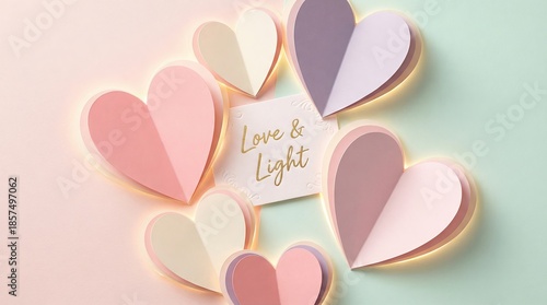 Wallpaper Mural Valentine's day hearts display modern studio graphic design soft colors overhead view celebrating love and light Torontodigital.ca