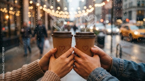 Wallpaper Mural Valentine's day coffee toast urban street romantic moment cozy environment close-up view love concept Torontodigital.ca