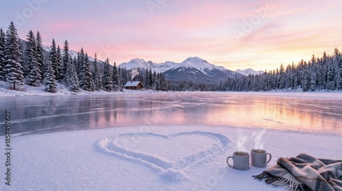 Wallpaper Mural Valentine's day celebration winter wonderland scenic landscape serene environment romantic viewpoint love in nature Torontodigital.ca