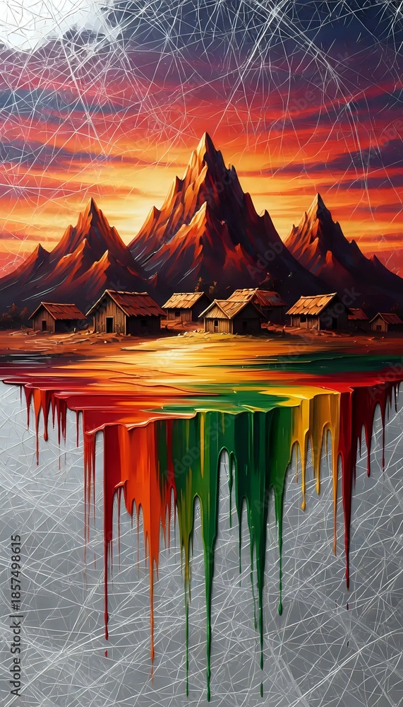 Naklejka premium Sunset in the mountains I Wall Decor 