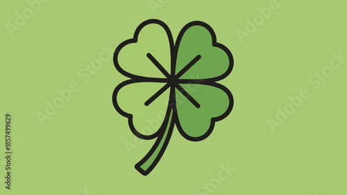 A detailed illustration of a four-leaf clover, a symbol of good luck and fortune.