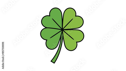 A simple, stylized illustration of a green four-leaf clover on a white background, symbolizing good luck.