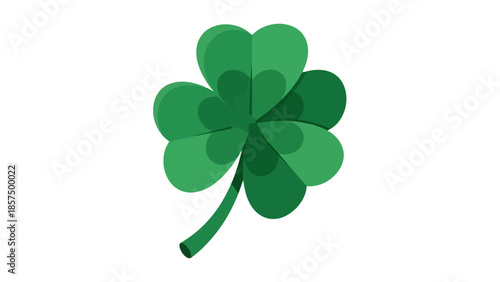A detailed illustration of a green shamrock with three leaves, a symbol of good luck.